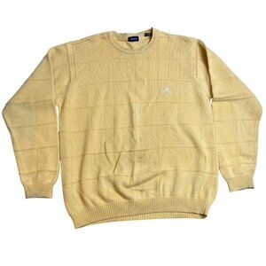 Izod Mens Sweater Medium Yellow 100% Cotton Collegecore Preppy Quite Luxury